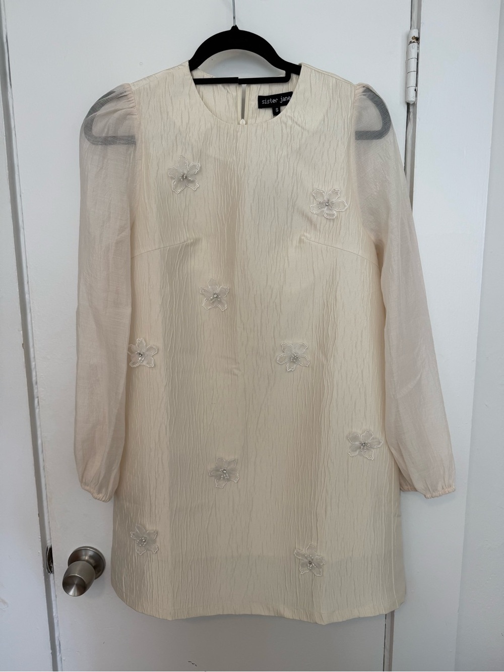Sister Jane Cream Floral Appliqué Long Sleeve Mini Dress
